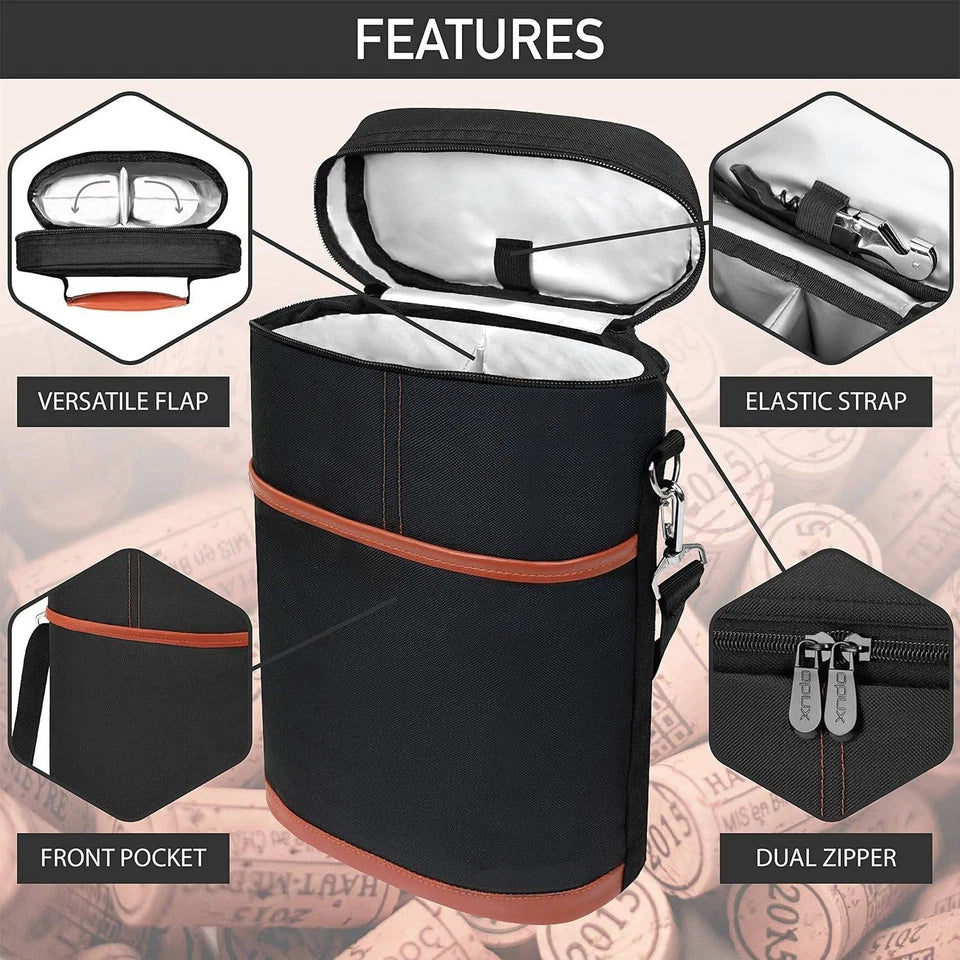 Insulated 2 Wine Bottle Tote