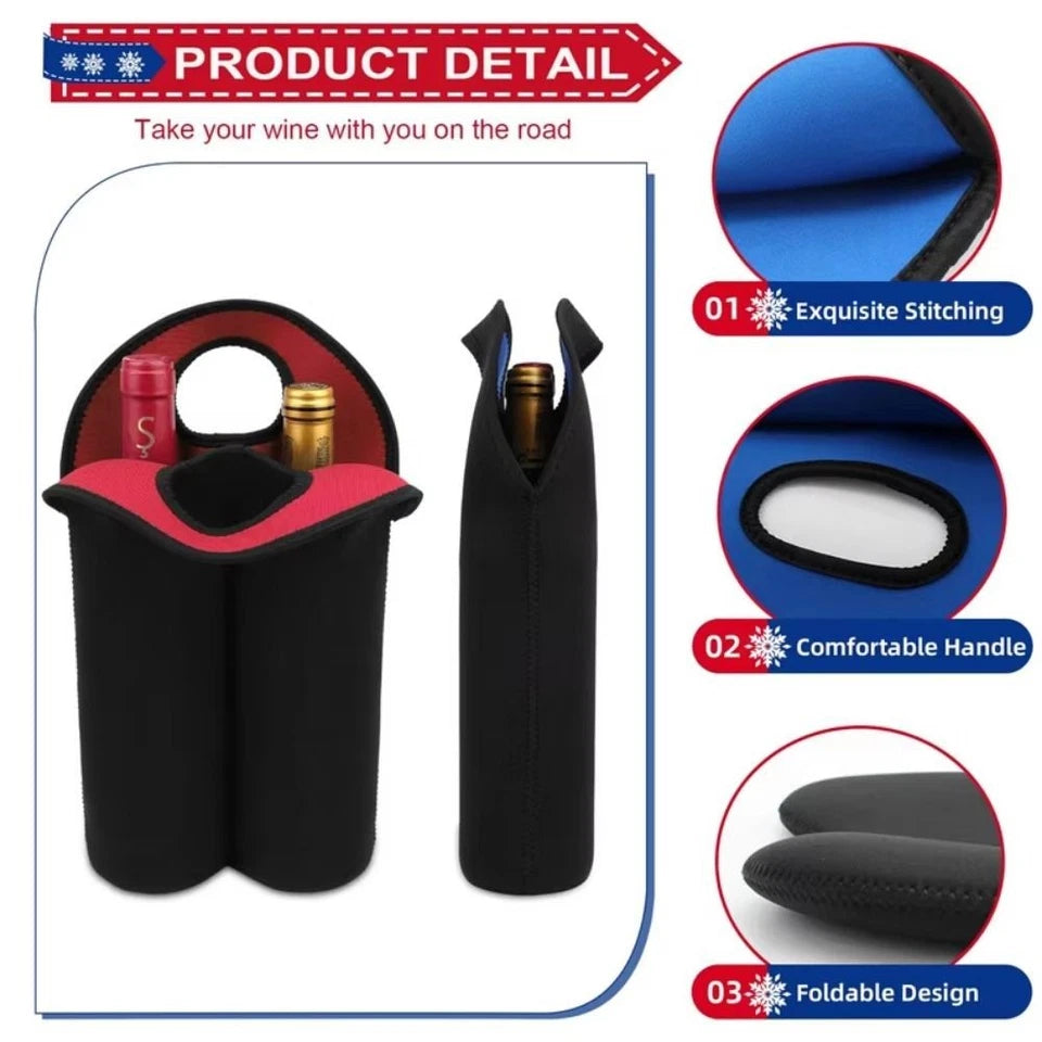 Neoprene Wine Bottle Cooler Sleeve - Double